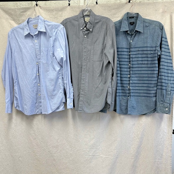 J. Crew Other - J. Crew lot of 3 men's button down long sleeve blue/gray shirts size Medium